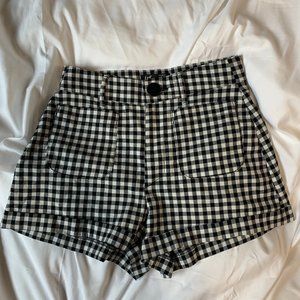 ZARA Retro Gingham High-Waisted Shorts Size XS